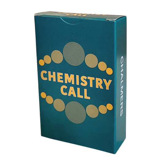 Chemistry Call, a card game about chemistry, image of the box with the playing cards